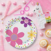 ピンクデイジーサマーフローライラストレーション ペーパープレート (パーティー)