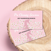 ピンクデイジースプレーボトル清掃サービスガーデニング 名刺