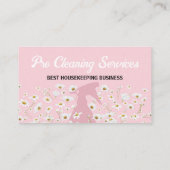 ピンクデイジースプレーボトル清掃サービスガーデニング 名刺 (裏面)