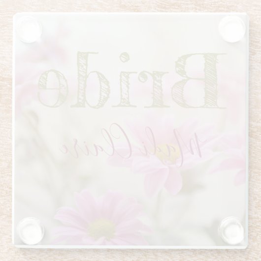 ピンクデイジーズガラスコースターロマンチックフローラ ガラスコースター (裏面)