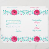 ピンクデイジーターコイズフローラ結婚式 プログラム (正面/裏面)