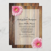 ピンクデイジーバーンウッド結婚式招待状 招待状 (正面/裏面)