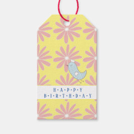 ピンクデイジーパターンギフトラベル ギフトタグ