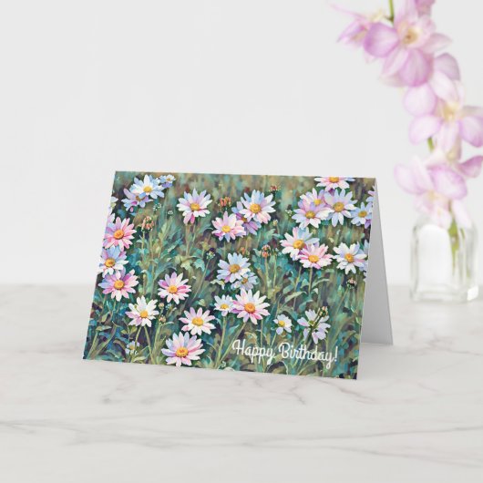 ピンクデイジーフラワーガーデンアート誕生日カード カード (蘭)