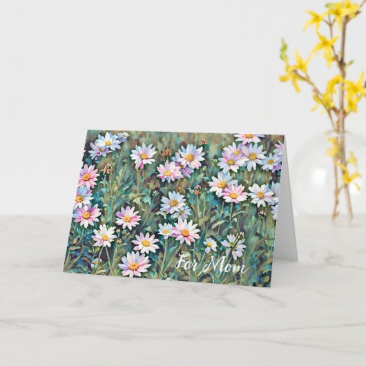 ピンクデイジーフラワーズガーデンマザーズデイカード カード (黄色い花)