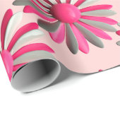 ピンクデイジーフラワーピン春夏庭園の結婚式 ラッピングペーパー (ロールコーナー)