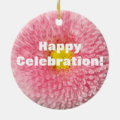 ピンクデイジーフラワーフォトオーナメント セラミックオーナメント (裏面)