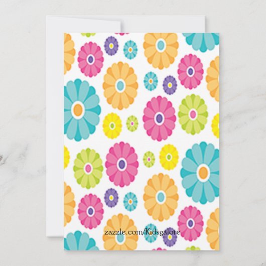 ピンクデイジーフラワーベビーシャワー招待状 招待状 (裏面)