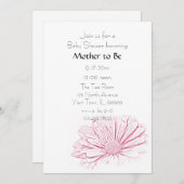 ピンクデイジーフラワーベビーシャワー 招待状 (正面/裏面)