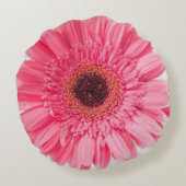 ピンクデイジーフラワー装飾用クッション ラウンドクッション (裏面)