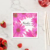 ピンクデイジーフローラエレガントデイジーカスタムパーティー スタンダードカクテルナプキン (インサイチュ)
