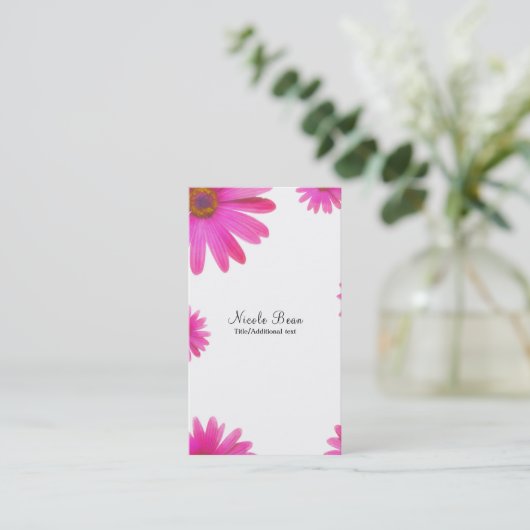 ピンクデイジーフローラエレガントデイジー素朴国 名刺 (スタンド正面)
