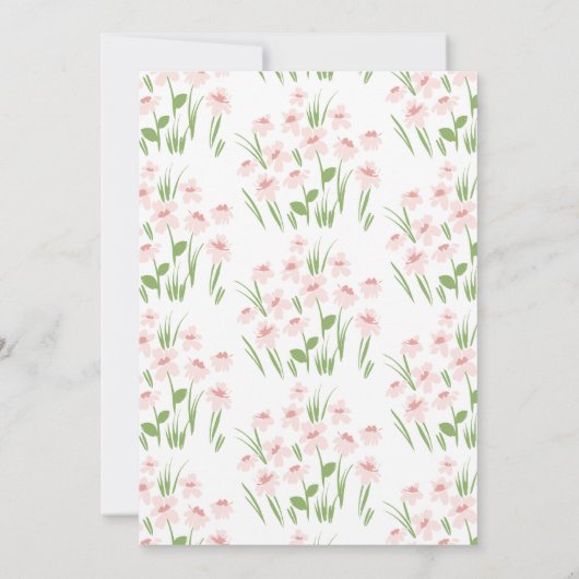 ピンクデイジーフローラエレガント美しい60誕生日 招待状 (裏面)