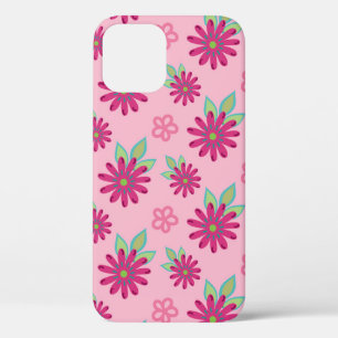 ピンクデイジーフローラシームレスパターン，美しい，ブロー iPhone 12ケース