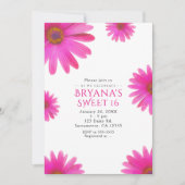 ピンクデイジーフローラデイジー春パーティの招待状 招待状 (正面)