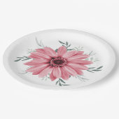 ピンクデイジーフローラブライダルシャワー ペーパープレート (アングル)
