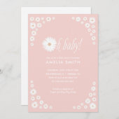 ピンクデイジーフローラボホベイビーシャワー招待状 招待状 (正面/裏面)