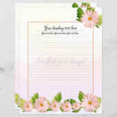 ピンクデイジーフローラ裏打ち筆記用紙 (正面/裏面)