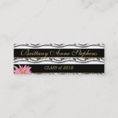 ピンクデイジーブラックレース卒業名の挿入 コーリングカード (正面)