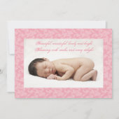 ピンクデイジーベビーガール生誕発表 案内状 (裏面)