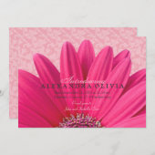 ピンクデイジーベビーガール生誕発表 案内状 (正面/裏面)