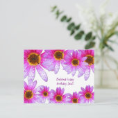 ピンクデイジーベレーテッドハッピーバースデージェンポストカード ポストカード (スタンド正面)