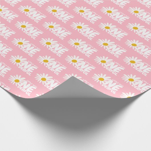 ピンクデイジーリトル恋しく思ワンダーフル1歳の誕生日 ラッピングペーパー (角)