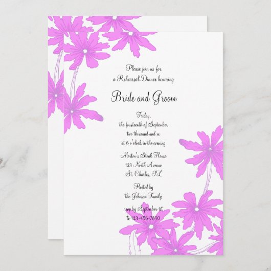 ピンクデイジーリハーサルディナー 招待状 (正面/裏面)