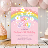 ピンクデイジーレインボーグルーヴィ誕生日 招待状