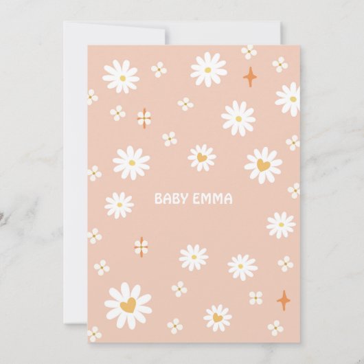 ピンクデイジーレインボーヒッピーGroovyヴァンベビーシャワー 招待状 (裏面)