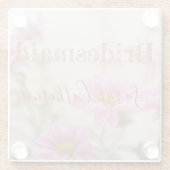 ピンクデイジーロマンチック背景ガラスコースター ガラスコースター (裏面)