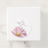ピンクデイジーワイルドフラワー – ベビーシャワー フェイバータグ (インサイチュ)