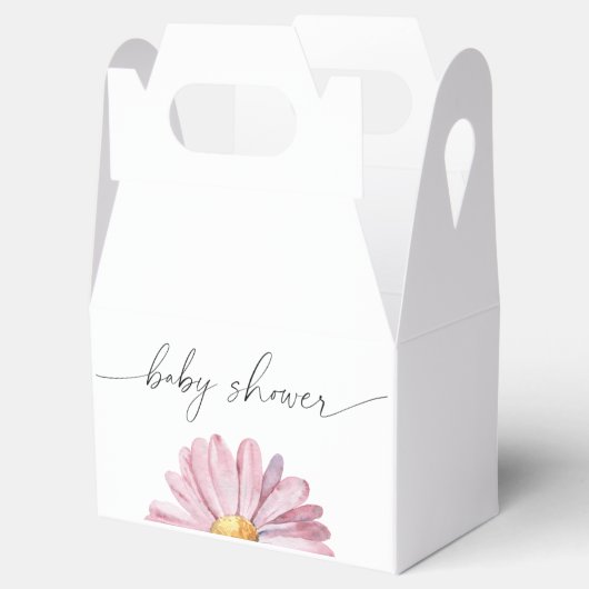 ピンクデイジーワイルドフラワー – ベビーシャワー フェイバーボックス (オープン)