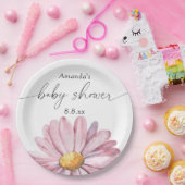 ピンクデイジーワイルドフラワー – ベビーシャワー ペーパープレート (パーティー)