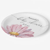 ピンクデイジーワイルドフラワー – ベビーシャワー ペーパープレート (アングル)