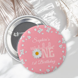 ピンクデイジーワイルドワン 1歳の誕生日  缶バッジ