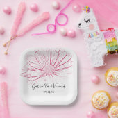 ピンクデイジー効果結婚フローラ ペーパープレート (パーティー)