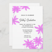 ピンクデイジー卒業パーティー招待状 招待状 (正面/裏面)