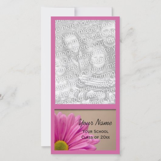 ピンクデイジー卒業発表フォトカード 案内状 (正面)
