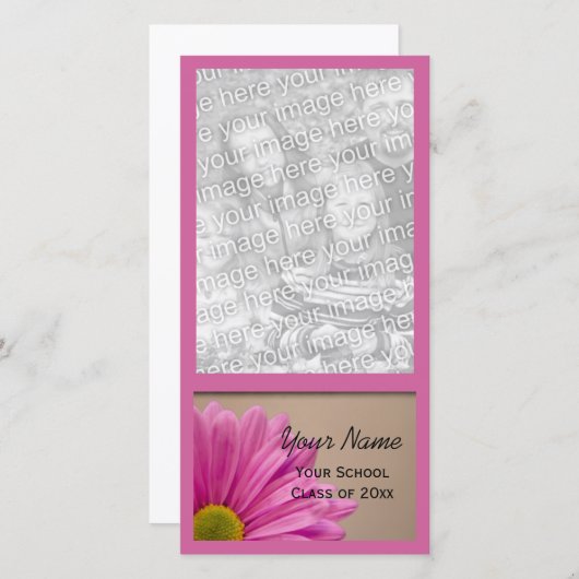 ピンクデイジー卒業発表フォトカード 案内状 (正面/裏面)