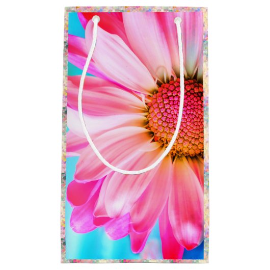 ピンクデイジー及び水玉模様抱き枕 スモールペーパーバッグ (正面)