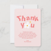 ピンクデイジー春ベビーイン開花ベビーシャワー サンキューカード (正面)