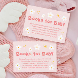 ピンクデイジー春ベビーシャワーブックベビー エンクロージャーカード