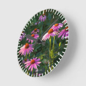ピンクデイジー時計 ラウンド壁時計 (傾斜)