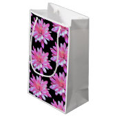 ピンクデイジー柄かわいらし、花柄 スモールペーパーバッグ (裏面アングル)