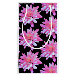 ピンクデイジー柄かわいらし、花柄 スモールペーパーバッグ