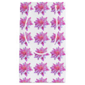 ピンクデイジー柄かわいらし、花柄 スモールペーパーバッグ (正面)