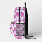 ピンクデイジー柄かわいらし、花柄 プリントバックパック (右)
