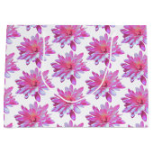 ピンクデイジー柄かわいらし、花柄 ラージペーパーバッグ (正面)