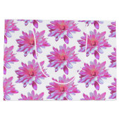 ピンクデイジー柄かわいらし、花柄 ラージペーパーバッグ (裏面)